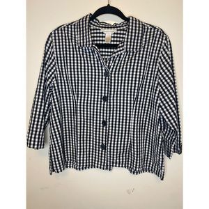 🎁 Christopher & Banks Black/White GINGHAM Button Up CROPPED SHACKET size XL 🎁